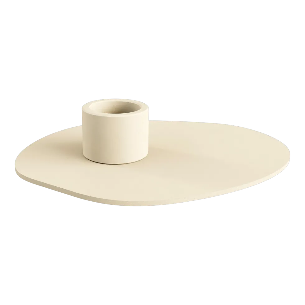 Bougeoir 1 bougie en acier beige cashew 30x23cm Noa - Metallbude