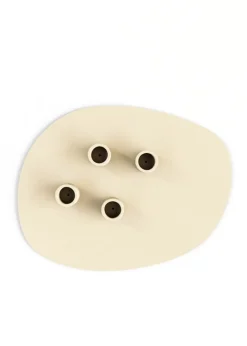 Bougeoir 4 bougies en acier beige cashew 30x23cm Noa - Metallbude