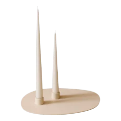 Bougeoir 2 bougies en acier beige cashew 30x23cm Noa - Metallbude