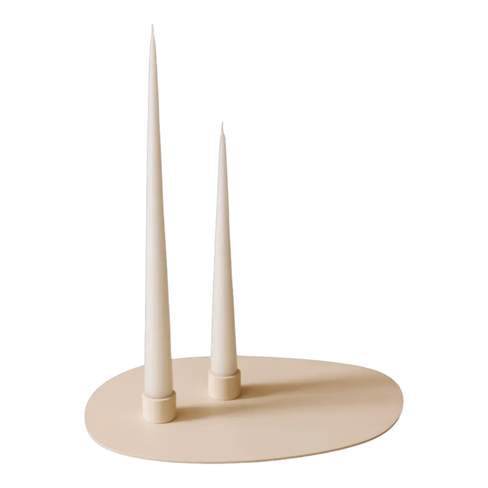 Bougeoir 2 bougies en acier beige cashew 30x23cm Noa - Metallbude