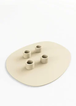 Bougeoir 4 bougies en acier beige cashew 3x2,2cm Noa - Metallbude