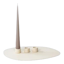 Bougeoir 3 bougies en acier beige cashew 30x23cm Noa - Metallbude