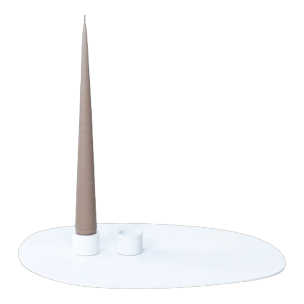 Bougeoir 2 bougies en acier blanc 3x2,2cm Noa - Metallbude