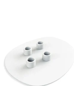 Bougeoir 4 bougies en acier blanc 30x23cm Noa - Metallbude