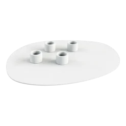 Bougeoir 4 bougies en acier blanc 30x23cm Noa - Metallbude