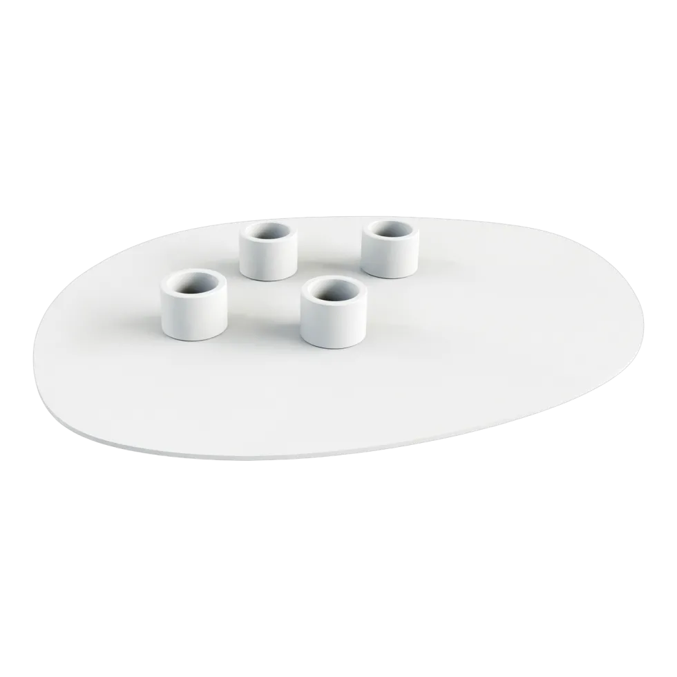 Bougeoir 4 bougies en acier blanc 30x23cm Noa - Metallbude