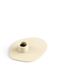 Bougeoir en acier beige cashew 10x13cm Noa - Metallbude