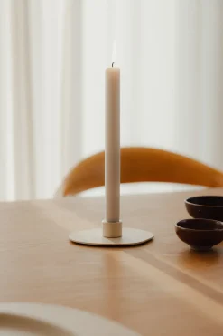 Bougeoir en acier beige cashew 10x13cm Noa - Metallbude