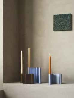 Bougeoir en aluminum bleu clair 10x18cm Pair - Muuto
