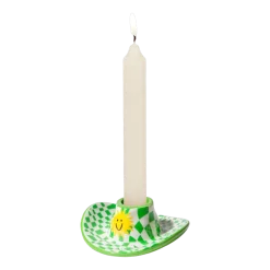 Bougeoir en céramique chapeau de cowboy vert 10cm - Doiy