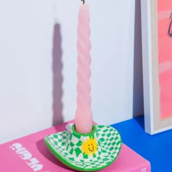 Bougeoir en céramique chapeau de cowboy vert 10cm - Doiy