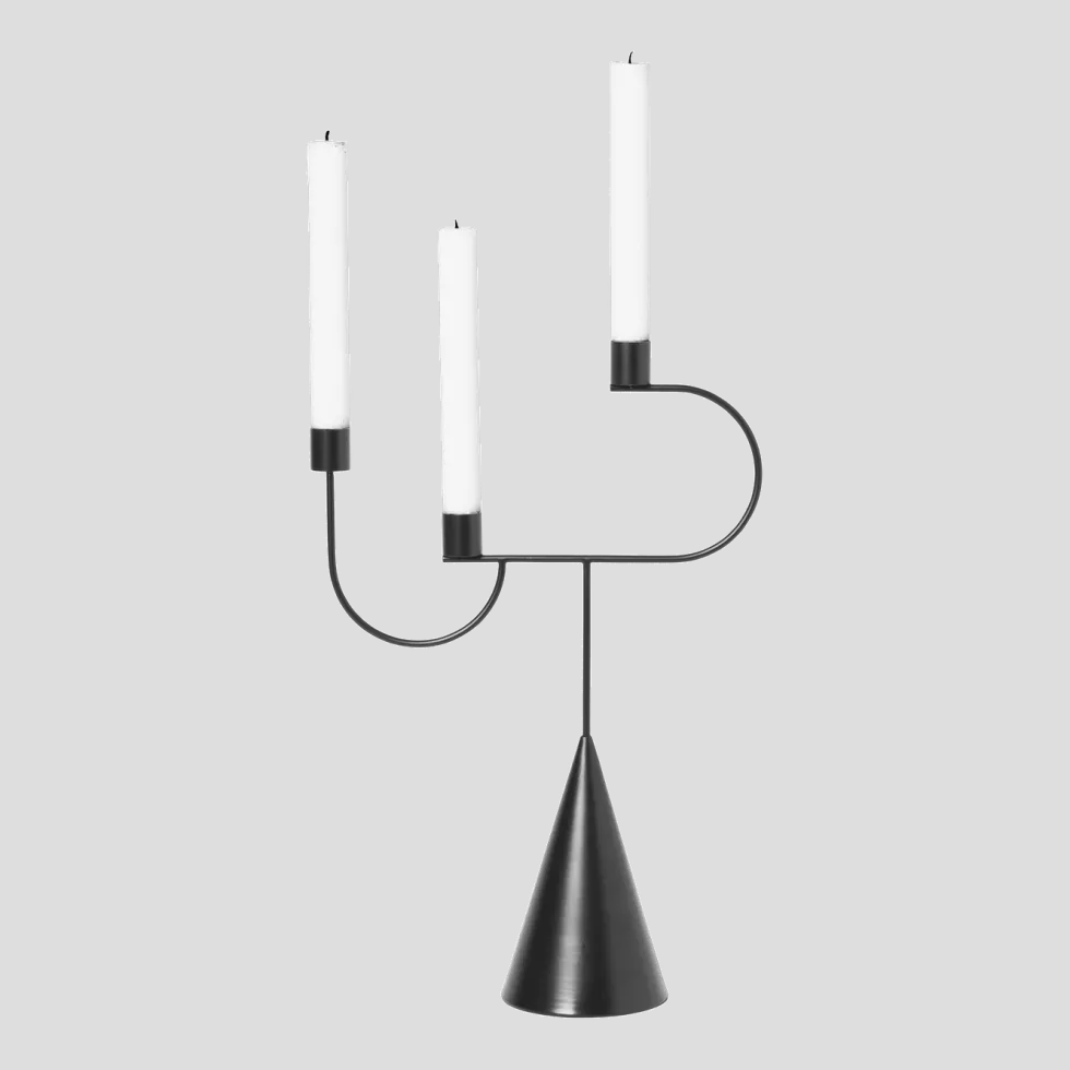 Bougeoir en métal noir Avant - Ferm Living