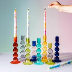 Bougeoir en verre jaune - Sass & Belle