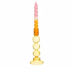 Bougeoir en verre jaune - Sass & Belle
