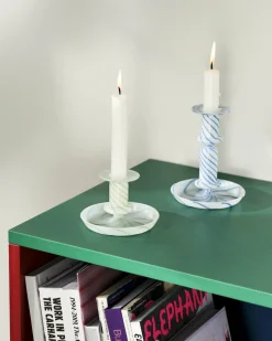 Bougeoir lait vert S Flare Stripe - HAY