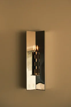 Bougeoir mural en acier poli effet miroir 40x13x7,2cm Arrow Candle - Violaine d'Harcourt