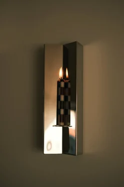 Bougeoir mural en acier poli effet miroir 40x13x7,2cm Arrow Candle - Violaine d'Harcourt