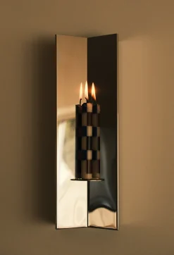 Bougeoir mural en acier poli effet miroir 40x13x7,2cm Arrow Candle - Violaine d'Harcourt
