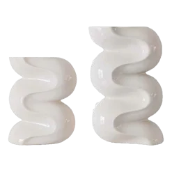 2 Bougeoirs en céramique blanc crème Ganache - Cosin Paris