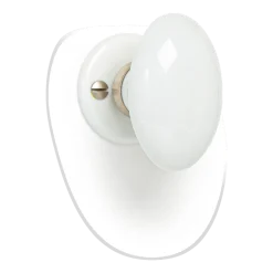 Bouton simple ovale en porcelaine blanche sur rosace - Merigous