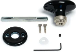 Bouton simple ovale en porcelaine noire sur rosace - Merigous