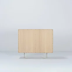 Buffet avec porte en chêne blanchi huilé et linoléum gris 45 x 118 cm Fina - Gazzda