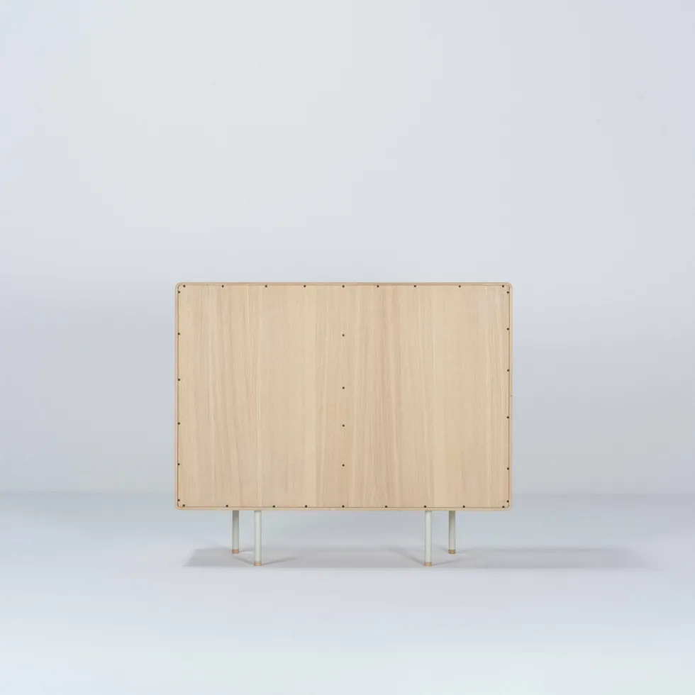 Buffet avec porte en chêne blanchi huilé et linoléum gris 45 x 118 cm Fina - Gazzda