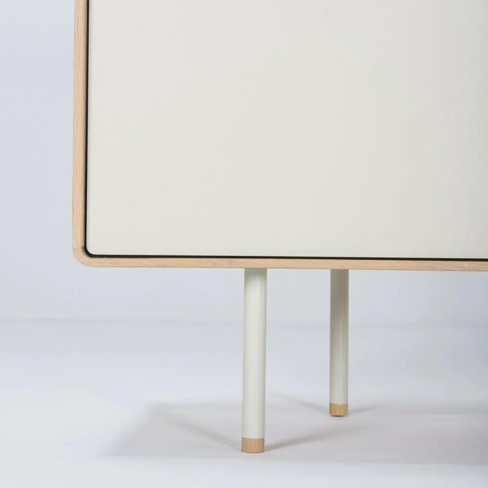 Buffet avec porte en chêne blanchi huilé et linoléum gris 45 x 118 cm Fina - Gazzda