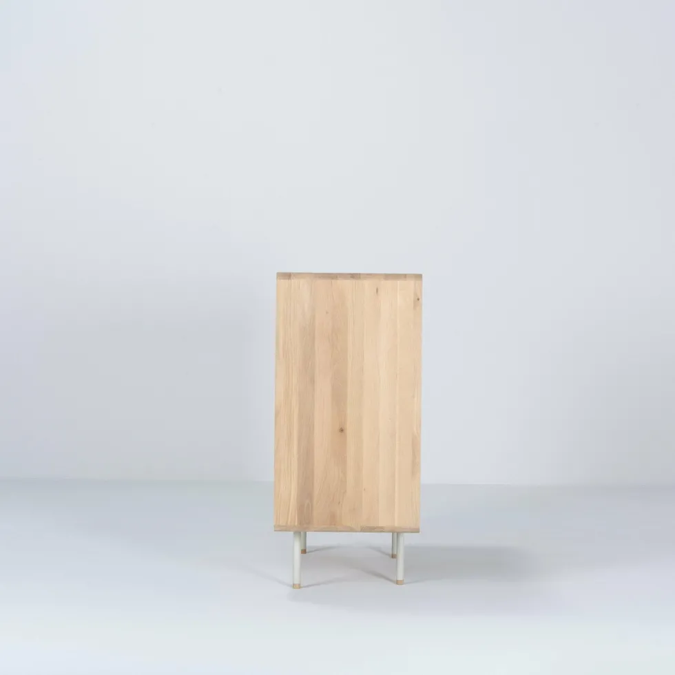 Buffet avec porte en chêne blanchi huilé et linoléum gris 45 x 118 cm Fina - Gazzda