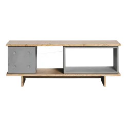 Buffet bas en béton et plaqué chêne 154,5cm Dice configuration 22 - Lyon Béton
