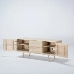 Buffet bas en chêne blanchi huilé 45 x 150 cm Fawn - Gazzda