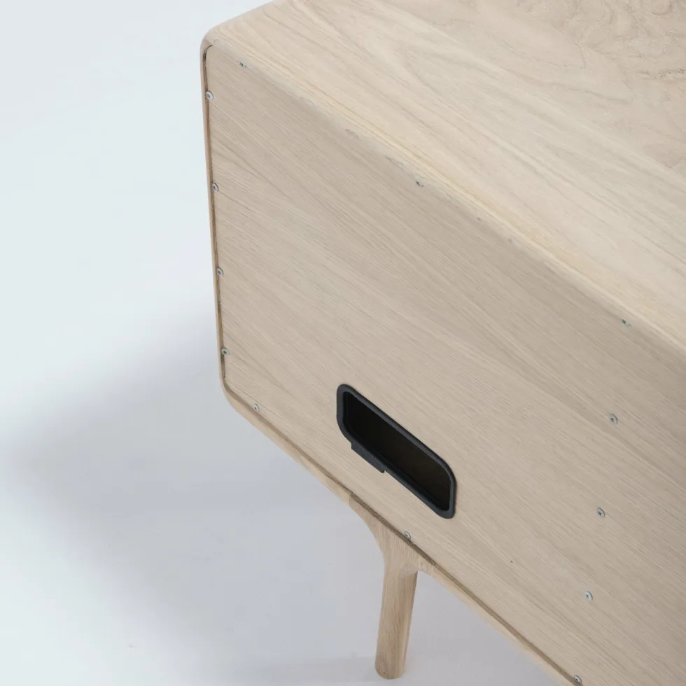 Buffet bas en chêne blanchi huilé 45 x 150 cm Fawn - Gazzda