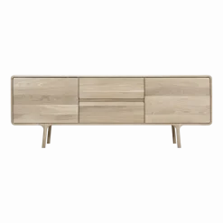 Buffet bas en chêne blanchi huilé 45 x 150 cm Fawn - Gazzda