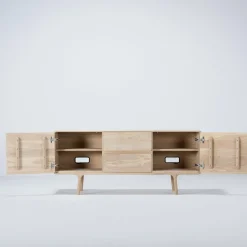 Buffet bas en chêne blanchi huilé 45 x 150 cm Fawn - Gazzda