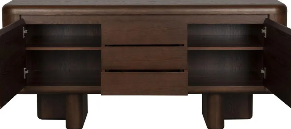 Buffet bas en placage en frêne marron 40x160x72cm Herman - Dutchbone