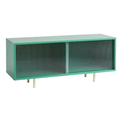 Buffet bas M en bois vert menthe avec portes vitrées - Hay