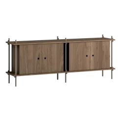 Buffet en bois de chêne fumé et acier gris chaud 162x35x65cm - Moebe