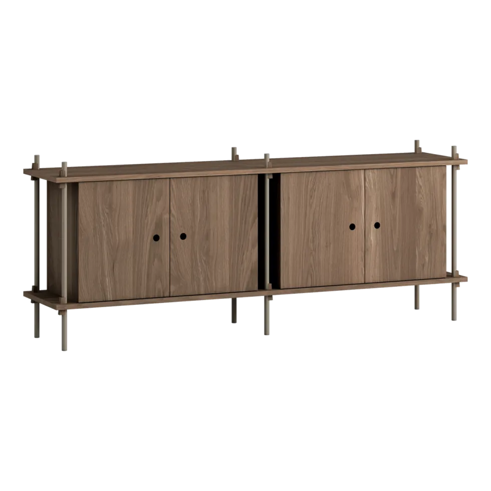 Buffet en bois de chêne fumé et acier gris chaud 162x35x65cm - Moebe