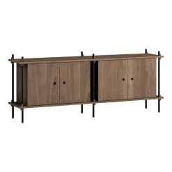 Buffet en bois de chêne fumé et acier noir 162x35x65cm - Moebe