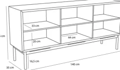 Buffet en bois de chêne marron 140x35xh65cm Dual - Hübsch