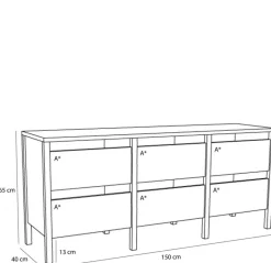 Buffet en bois de chêne marron 150x40xh65cm Forma - Hübsch