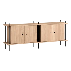 Buffet en bois de chêne naturel et acier noir 162x35x65cm - Moebe