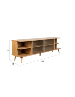 Buffet en bois de chêne naturel 40x180x55cm Rise - Zuiver