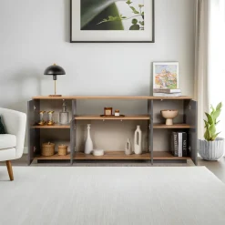 Buffet en bois gris et beige 180x44,5x75cm Arista - Home Design