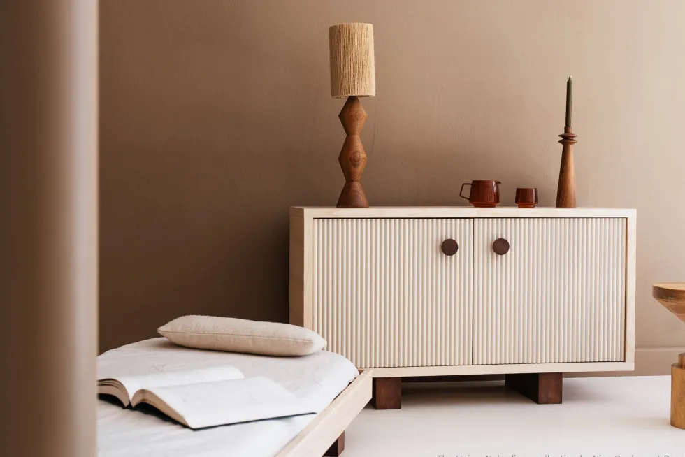 Buffet en bois massif d'hévéa et frêne naturel 120x40x70cm Heju x Nobodinoz - Nobodinoz