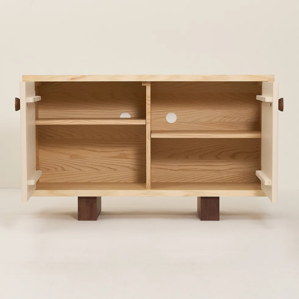 Buffet en bois massif d'hévéa et frêne naturel 120x40x70cm Heju x Nobodinoz - Nobodinoz