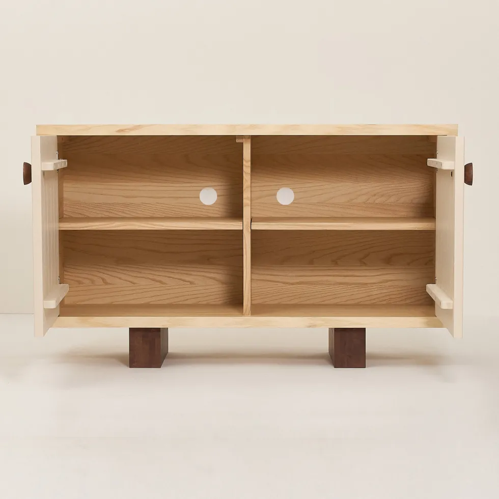Buffet en bois massif d'hévéa et frêne naturel 120x40x70cm Heju x Nobodinoz - Nobodinoz