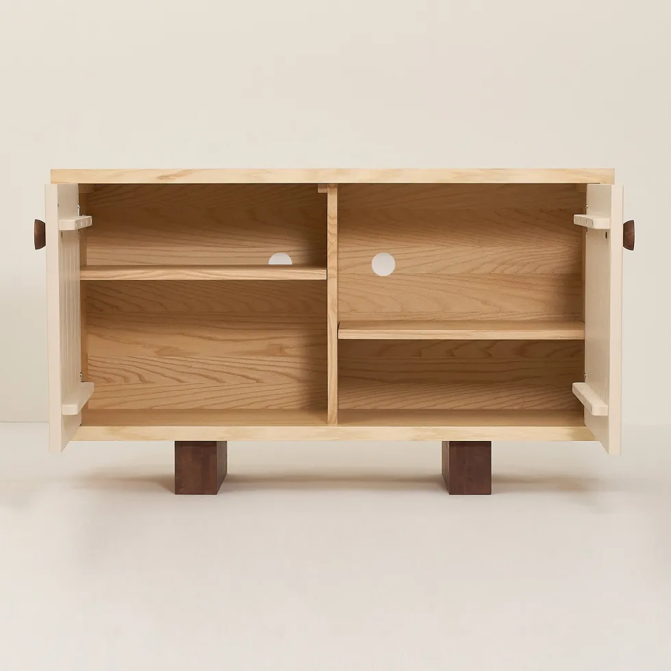 Buffet en bois massif d'hévéa et frêne naturel 120x40x70cm Heju x Nobodinoz - Nobodinoz