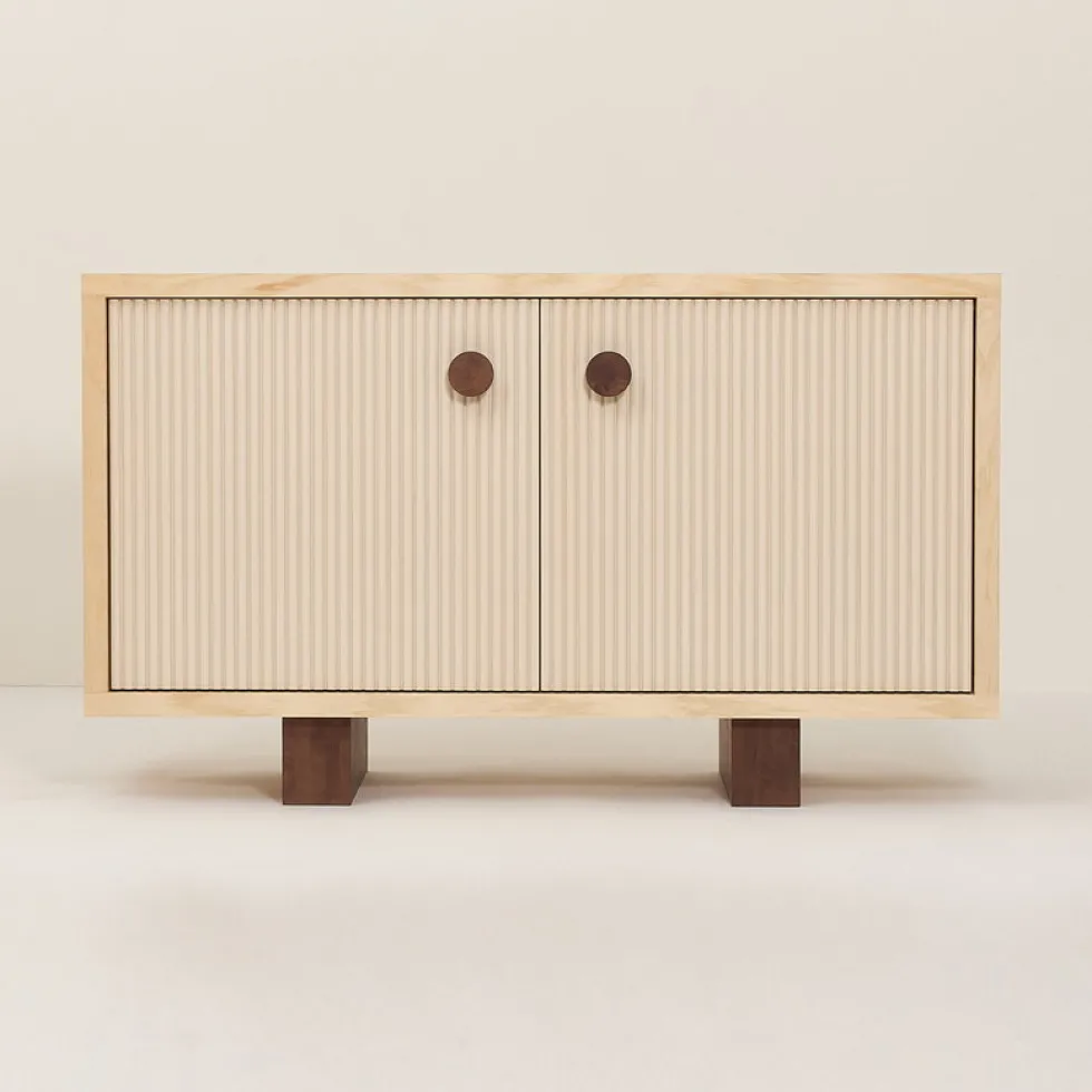 Buffet en bois massif d'hévéa et frêne naturel 120x40x70cm Heju x Nobodinoz - Nobodinoz