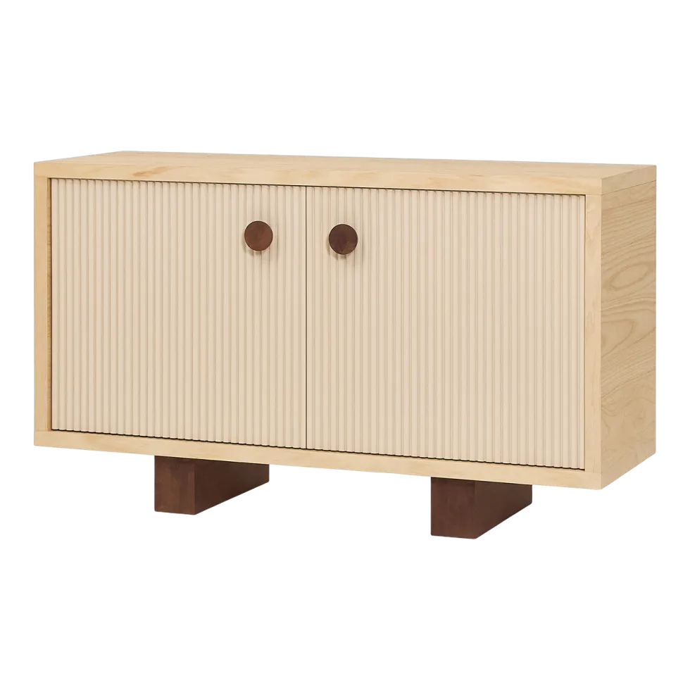 Buffet en bois massif d'hévéa et frêne naturel 120x40x70cm Heju x Nobodinoz - Nobodinoz